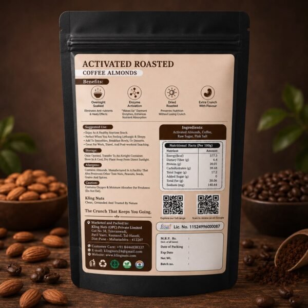 Second image of Kling Nuts - Activated Roasted Coffee Almons 150gms
